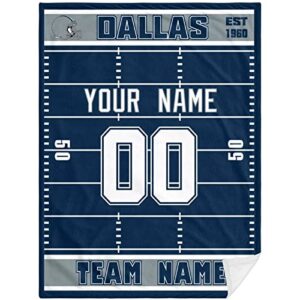 ANTKING Dallas Throw Blanket Personalized Custom Any Name and Number for Men Women Youth Gifts