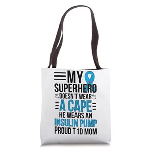 proud t1d diabetes warrior mom type 1 diabetes fighter mom tote bag