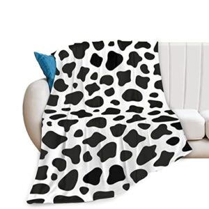 cow print blanket 50″×60″ soft throw blanket for couch super soft thick blanket cozy fluffy blanket black white gifts for women mom dad friends sister teen girls grandpa sofa
