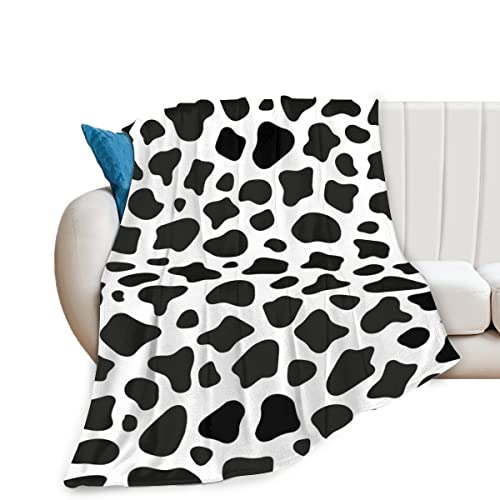 Cow Print Blanket 50"×60" Soft Throw Blanket for Couch Super Soft Thick Blanket Cozy Fluffy Blanket Black White Gifts for Women Mom Dad Friends Sister Teen Girls Grandpa Sofa