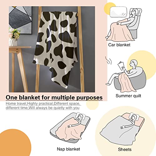 Cow Print Blanket 50"×60" Soft Throw Blanket for Couch Super Soft Thick Blanket Cozy Fluffy Blanket Black White Gifts for Women Mom Dad Friends Sister Teen Girls Grandpa Sofa