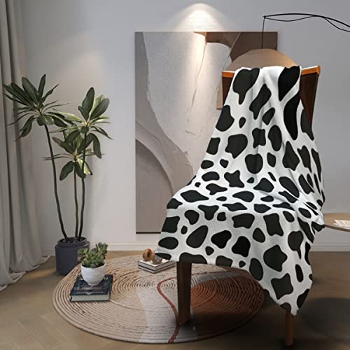 Cow Print Blanket 50"×60" Soft Throw Blanket for Couch Super Soft Thick Blanket Cozy Fluffy Blanket Black White Gifts for Women Mom Dad Friends Sister Teen Girls Grandpa Sofa