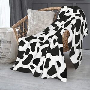 Cow Print Blanket 50"×60" Soft Throw Blanket for Couch Super Soft Thick Blanket Cozy Fluffy Blanket Black White Gifts for Women Mom Dad Friends Sister Teen Girls Grandpa Sofa