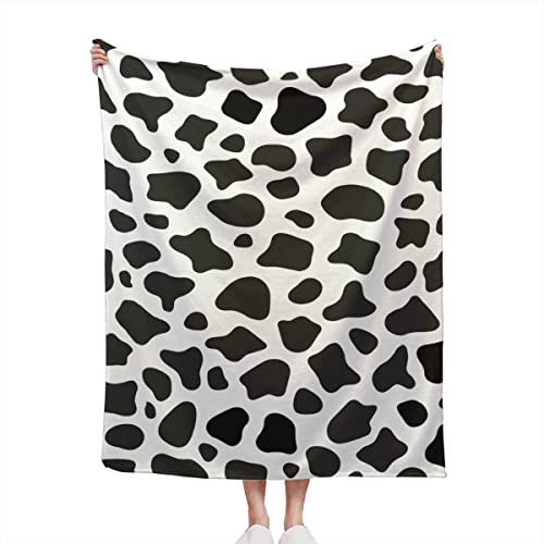 Cow Print Blanket 50"×60" Soft Throw Blanket for Couch Super Soft Thick Blanket Cozy Fluffy Blanket Black White Gifts for Women Mom Dad Friends Sister Teen Girls Grandpa Sofa