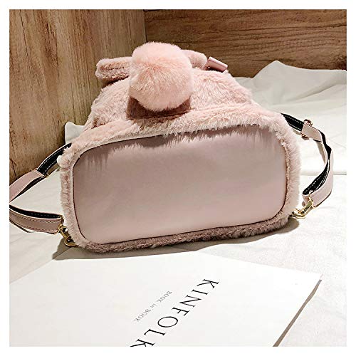 CHERSE Kawaii Fluffy Purse Backpack Plush Backpack Furry Bag Fuzzy Bag Girls Women Faux Fur Travel Daypacks Rabbit Design (Light Brown)