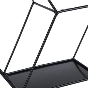 EPMANN Wrought Iron Wall Shelf, Wall Mounted Floating Shelf Hexagonal Shelf Retro Flower Stand Display Stand for Bedroom Living Room Office(Black)