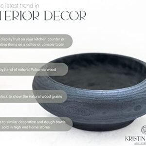 Kristin Decor Handmade Large Decorative Wooden Bowl for Farmhouse Kitchen Counter Decor or Coffee Table Decor, Black