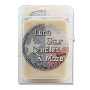 vanilla pound cake, lone star candles & more’s premium strongly scented hand poured wax melts, a scrumptious blend of vanilla and cake, 6 wax cubes, usa made in texas, 1-pack