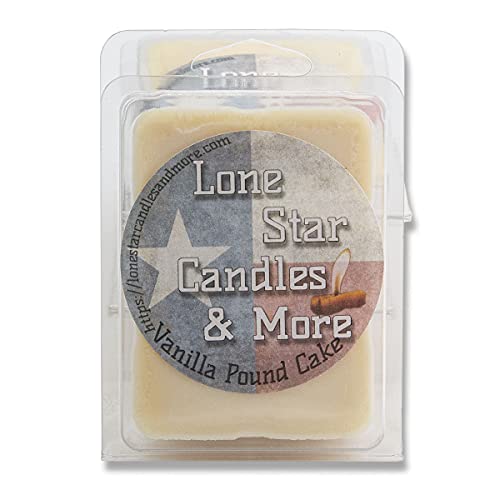 Vanilla Pound Cake, Lone Star Candles & More's Premium Strongly Scented Hand Poured Wax Melts, A Scrumptious blend of Vanilla and Cake, 6 Wax Cubes, USA Made in Texas, 1-Pack