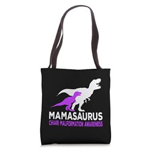 mama dinosaur chiari malformation awareness mamasaurus tote bag