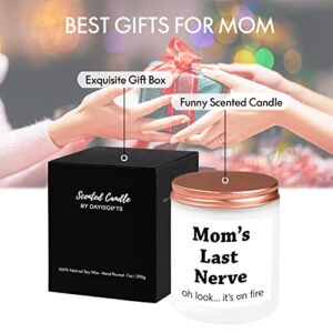 Gifts for Mom from Daughter Son, Best Mom Gifts, Funny Birthday Gifts for Mom Mother Women, Mothers Day Gifts, Thanksgiving Gifts, Christmas Gifts, Moms Last Nerve Scented Candle Gift