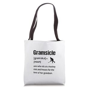 gramsicle funny ice hockey grandma sicle definition tote bag