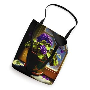 African Violet Pot In Window African Violet Addict Design Tote Bag