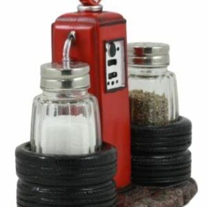 Set Of 1 Old Fashioned Gas Pump Station Salt And Pepper Shakers Figurine