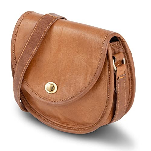 BERLINER BAGS Vintage Shoulder Bag Pavia, Small Leather Shoulder Bag, Handbag for Women - Brown