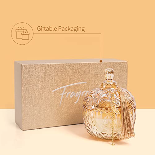 Citrus Aroma Scented Candle - Luxury Aromatherapy - Amber Crystal Glass Container - Giftable Packaging - 5.6 Oz