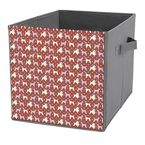 Poodle Dogs Foldable Storage Bins Printd Fabric Cube Baskets Boxes with Handles for Clothes Toys, 11x11x11