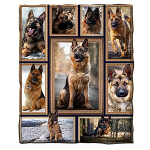 yibzee german shepherd blanket – soft comfy flannel plush sofa bed couch throw blanket for kids and adult lightweight warm cozy all season blankets (german shepherd, 60 x 50in)