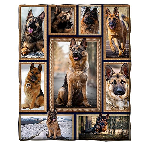 YIBZEE German Shepherd Blanket - Soft Comfy Flannel Plush Sofa Bed Couch Throw Blanket for Kids and Adult Lightweight Warm Cozy All Season Blankets (German Shepherd, 60 x 50in)