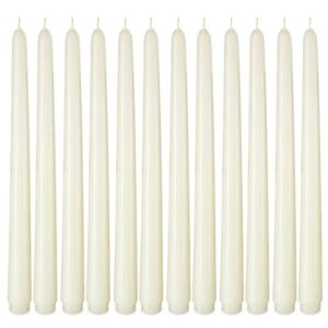 10 inch ivory taper candles, 12 pack unscented candlesticks for dinner, wedding, christmas, seasonal celebration and home decoration