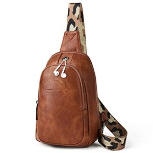 yiqun crossbody bags for women, sling bag for women, pu leather sling bag for women chest bag for traveling hiking