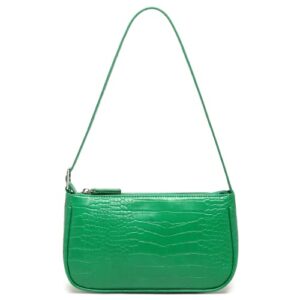 wsrydjdl small purse for women, adjustable shoulder bags crocodile pattern clutch purse with zipper closure retro (green)