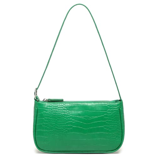 WSRYDJDL Small Purse for Women, Adjustable Shoulder Bags Crocodile Pattern Clutch Purse with Zipper Closure Retro (Green)