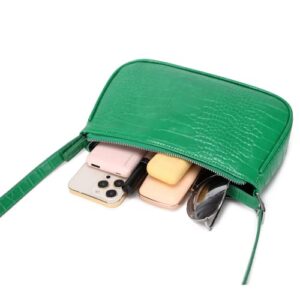 WSRYDJDL Small Purse for Women, Adjustable Shoulder Bags Crocodile Pattern Clutch Purse with Zipper Closure Retro (Green)