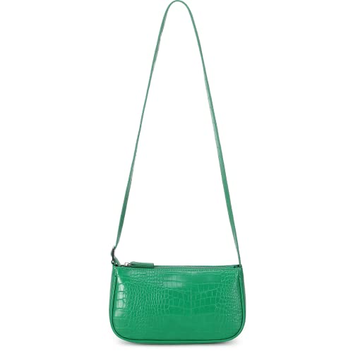 WSRYDJDL Small Purse for Women, Adjustable Shoulder Bags Crocodile Pattern Clutch Purse with Zipper Closure Retro (Green)