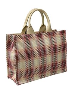 pierre cardin large pink structured tweed canvas shopper tote for womens