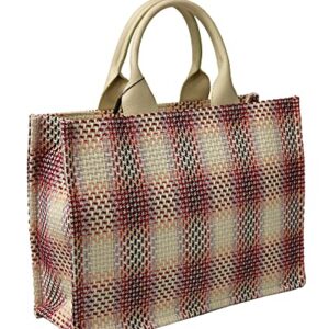 Pierre Cardin Large Pink Structured Tweed Canvas Shopper Tote for womens