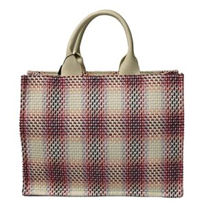 Pierre Cardin Large Pink Structured Tweed Canvas Shopper Tote for womens