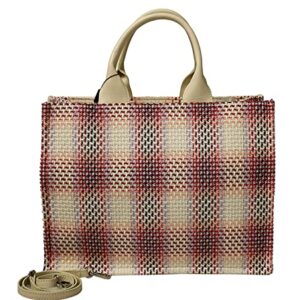 Pierre Cardin Large Pink Structured Tweed Canvas Shopper Tote for womens