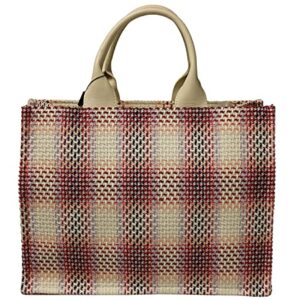 Pierre Cardin Large Pink Structured Tweed Canvas Shopper Tote for womens