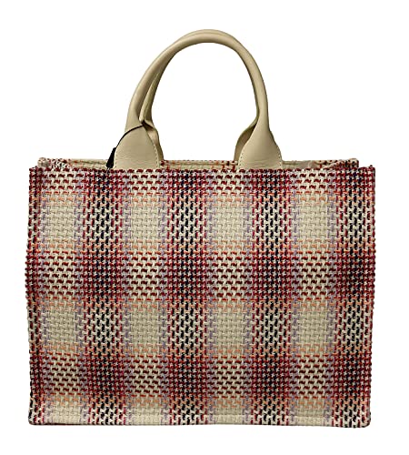 Pierre Cardin Large Pink Structured Tweed Canvas Shopper Tote for womens