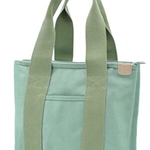 Green Canvas Tote Bag Casual Multi pockets Handbags Large Capacity Shopping Shoulder Bag with Pocket Bags Work Purses Travel Satchel