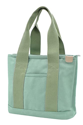 Green Canvas Tote Bag Casual Multi pockets Handbags Large Capacity Shopping Shoulder Bag with Pocket Bags Work Purses Travel Satchel