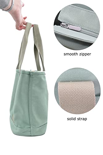 Green Canvas Tote Bag Casual Multi pockets Handbags Large Capacity Shopping Shoulder Bag with Pocket Bags Work Purses Travel Satchel