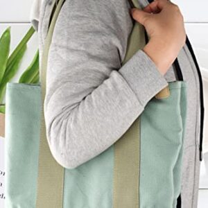 Green Canvas Tote Bag Casual Multi pockets Handbags Large Capacity Shopping Shoulder Bag with Pocket Bags Work Purses Travel Satchel