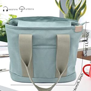 Green Canvas Tote Bag Casual Multi pockets Handbags Large Capacity Shopping Shoulder Bag with Pocket Bags Work Purses Travel Satchel