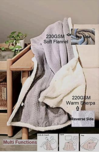 Brilliant JJJJ Sherpa Fleece Throw Blanket for Couch – Grey Fuzzy Warm Soft Blankets and Throws for Sofa, 39x60 Inches