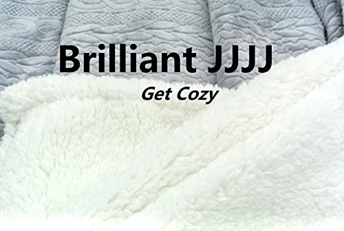 Brilliant JJJJ Sherpa Fleece Throw Blanket for Couch – Grey Fuzzy Warm Soft Blankets and Throws for Sofa, 39x60 Inches