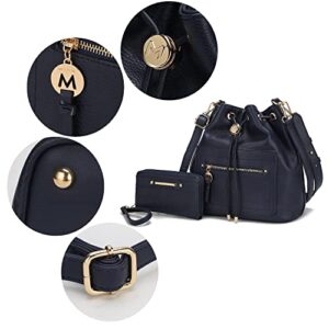 MKF Collection Crossbody Bucket Bag for Women, Drawstring Hobo Shoulder Bags Fashion Handbag Purse with Wristlet Wallet