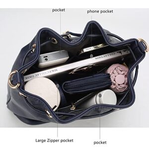 MKF Collection Crossbody Bucket Bag for Women, Drawstring Hobo Shoulder Bags Fashion Handbag Purse with Wristlet Wallet