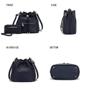 MKF Collection Crossbody Bucket Bag for Women, Drawstring Hobo Shoulder Bags Fashion Handbag Purse with Wristlet Wallet