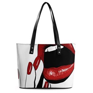 womens handbag lips leather tote bag top handle satchel bags for lady