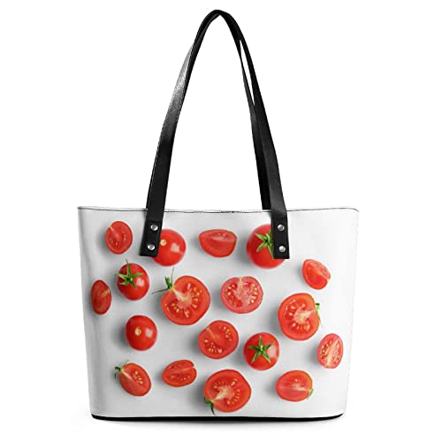 Womens Handbag Fruit Tomato Pattern Leather Tote Bag Top Handle Satchel Bags For Lady