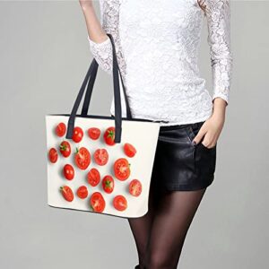 Womens Handbag Fruit Tomato Pattern Leather Tote Bag Top Handle Satchel Bags For Lady