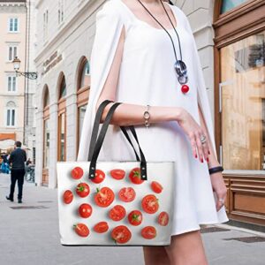 Womens Handbag Fruit Tomato Pattern Leather Tote Bag Top Handle Satchel Bags For Lady