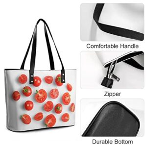 Womens Handbag Fruit Tomato Pattern Leather Tote Bag Top Handle Satchel Bags For Lady